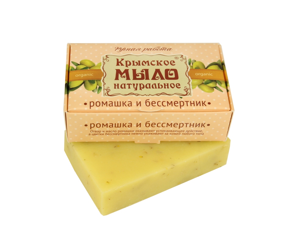 Натуральное мыло на оливковом масле "Ромашка и бессмертник", 50 гр