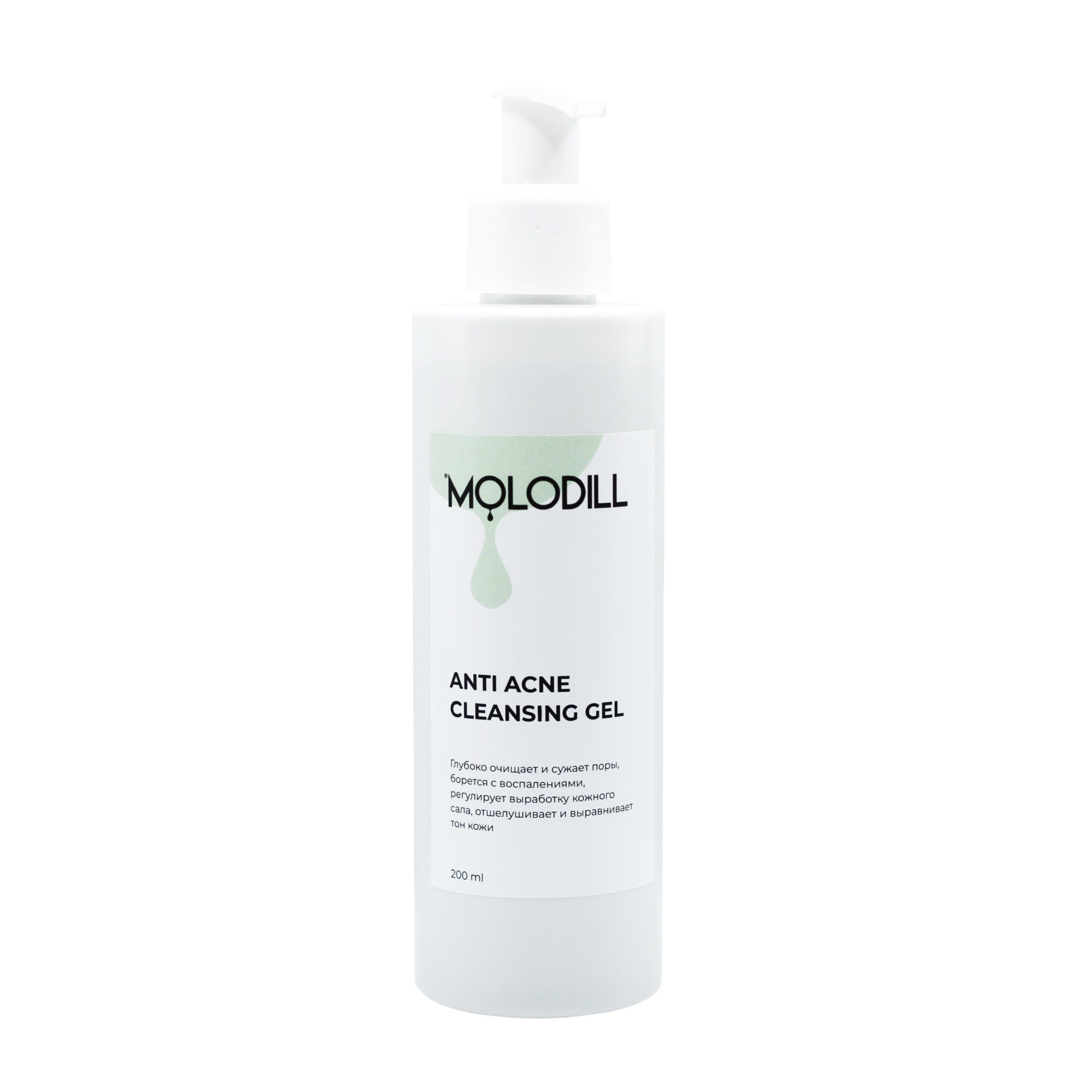 Гель для лица "MOLODILL ANTI ACNE CLEASING GEL" для проблемной, жирной кожи, склонной к акне, 200 мл